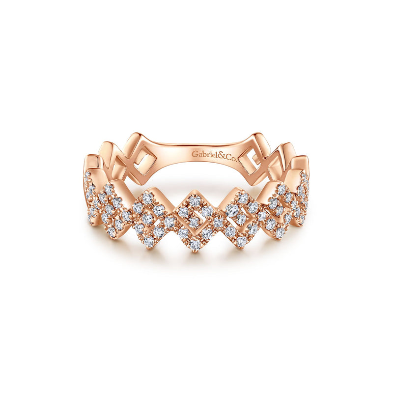 14K Rose Gold Diamond Fashion Band-Rings-gabriel & co-
