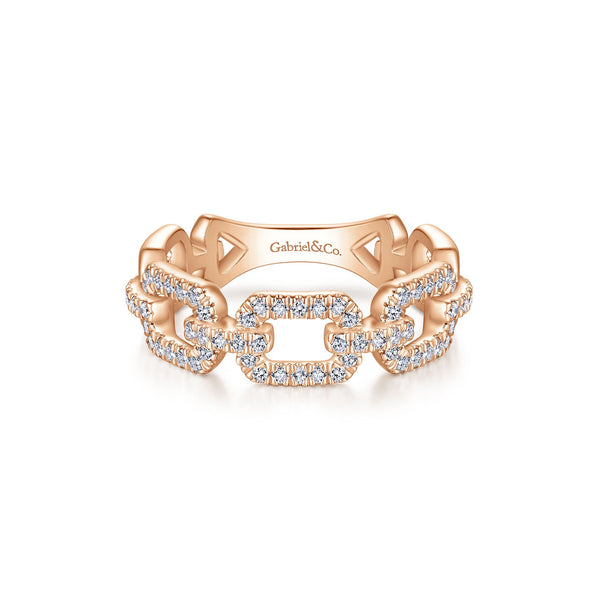 14K Rose Gold Diamond Open Link Ring-Rings-gabriel & co-
