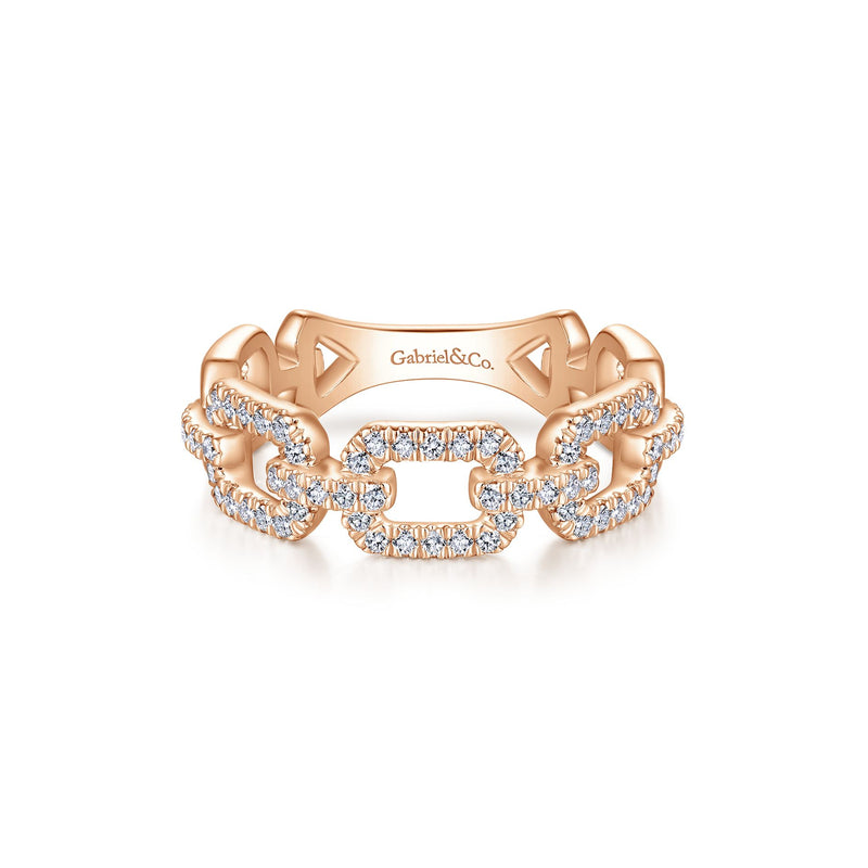 14K Rose Gold Diamond Open Link Ring-Rings-gabriel & co-