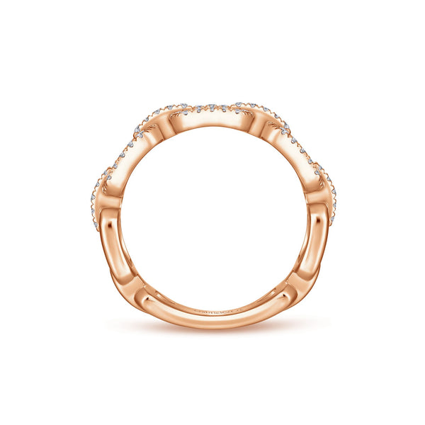 14K Rose Gold Diamond Open Link Ring-Rings-gabriel & co-
