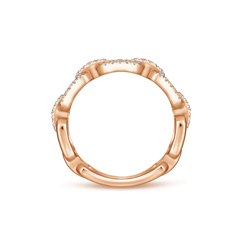 14K Rose Gold Diamond Open Link Ring-Rings-gabriel & co-