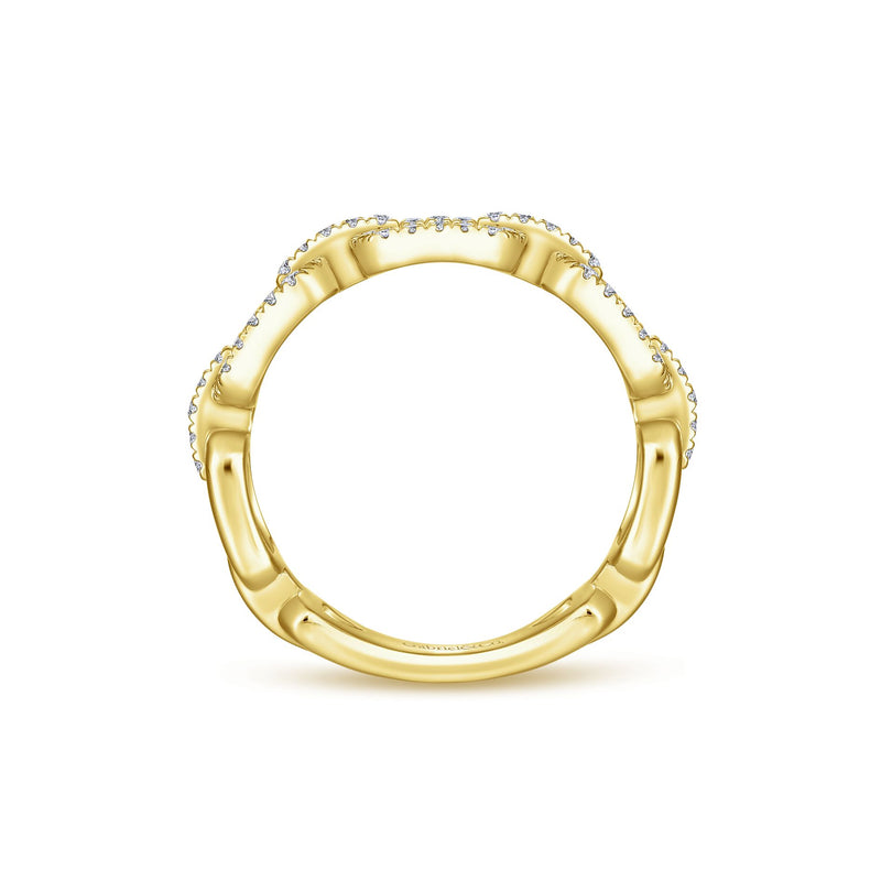 14K Yellow Gold Diamond Open Link Ring