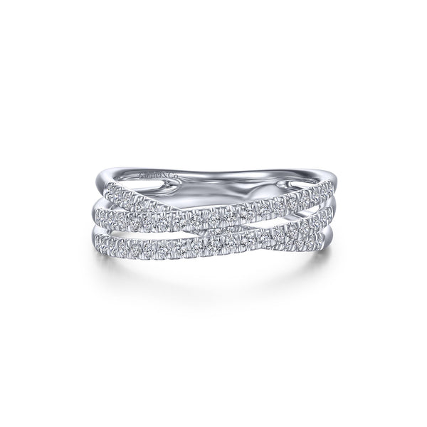 14K White Gold Diamond Bypass Ring-Rings-gabriel & co-
