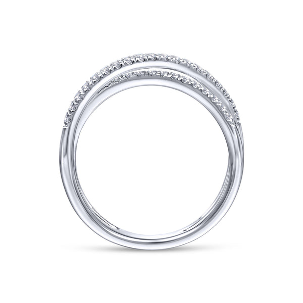 14K White Gold Diamond Bypass Ring-Rings-gabriel & co-