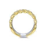 14K White & Yellow Gold Diamond Wide Layered Ring