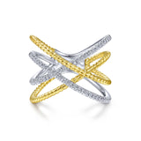 14K White & Yellow Gold Diamond Twisted Crossover Ring