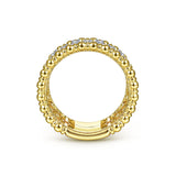 14K Yellow Gold Diamond Beaded Ring-Rings-gabriel & co-