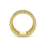 14K Yellow Gold Diamond Beaded Ring