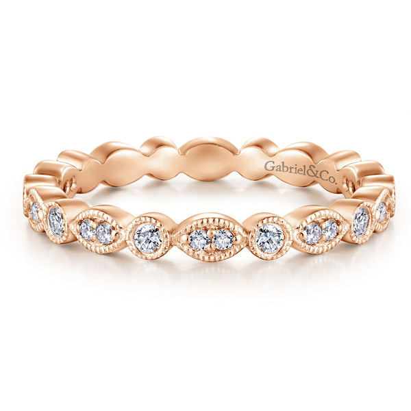 14K Rose Gold Thin Diamond Disc Eternity Band-Rings-gabriel & co-