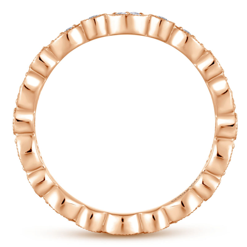 14K Rose Gold Thin Diamond Disc Eternity Band-Rings-gabriel & co-