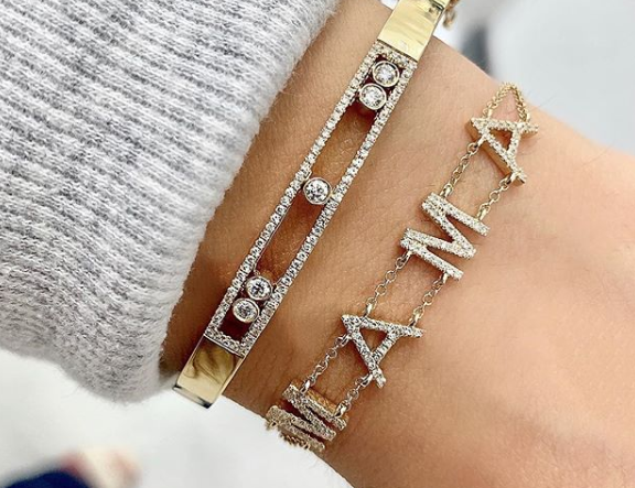 14K Yellow Gold Diamond "MAMA" Bracelet-Bracelets-Maurice's Jewelers-