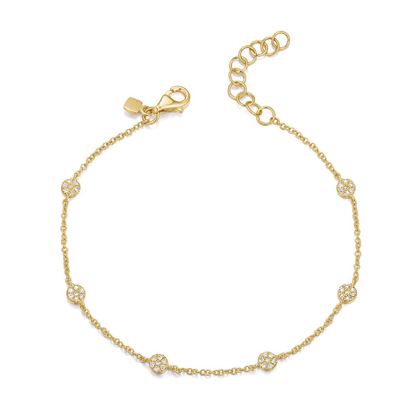 14K Yellow Gold Diamond 6 Disc Bracelet-Bracelets-majolie-