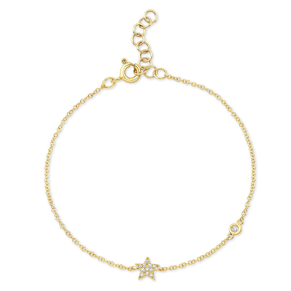 14K Yellow Gold Diamond Star Bracelet-Bracelets-majolie-