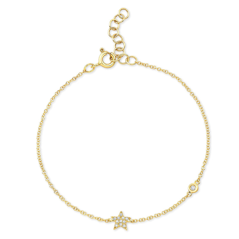 14K Yellow Gold Diamond Star Bracelet-Bracelets-majolie-