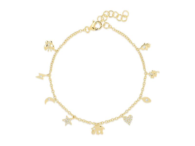 14K Rose Gold Diamond Charm Bracelet-Bracelets-Maurice's Jewelers-YELLOW GOLD-