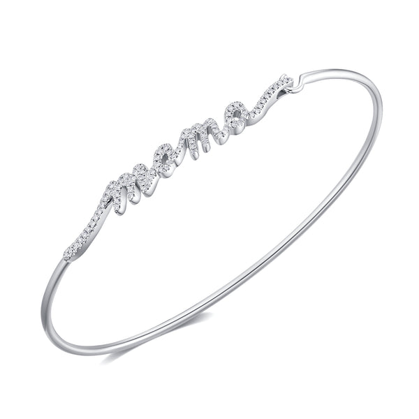 14K Yellow Gold Diamond Mama Bangle