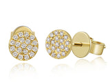 14k Yellow Gold Flat Mini Disc Diamond Earrings
