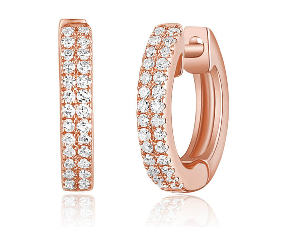 14K Rose Gold Diamond Petite Huggie Earrings