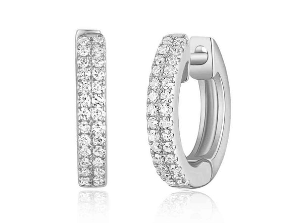 14K White Gold Diamond Petite Huggie Earrings