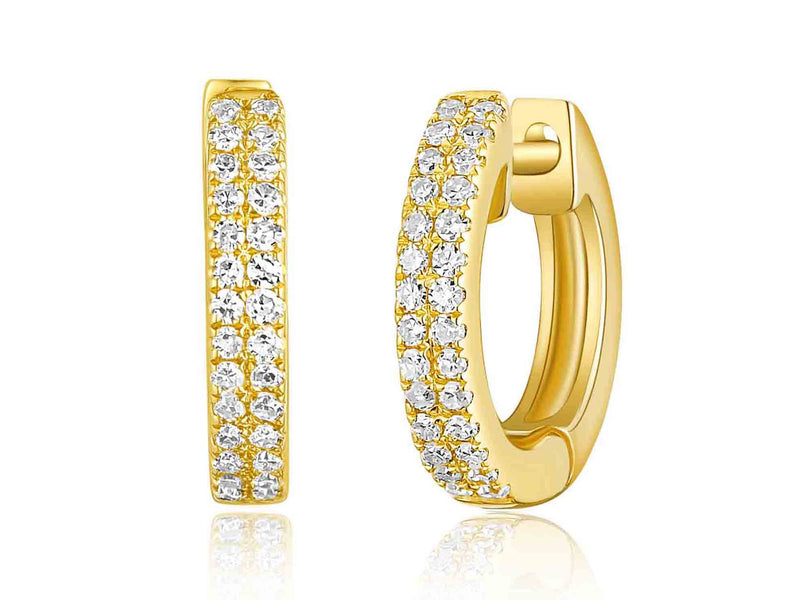 14K Rose Gold Diamond Petite Huggie Earrings