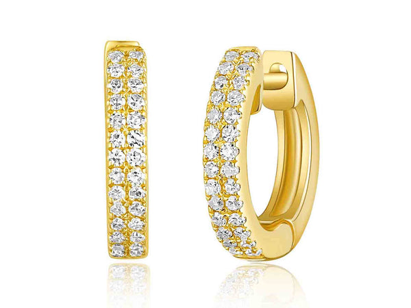 14K White Gold Diamond Petite Huggie Earrings-EARRINGS-majolie-YELLOW GOLD-