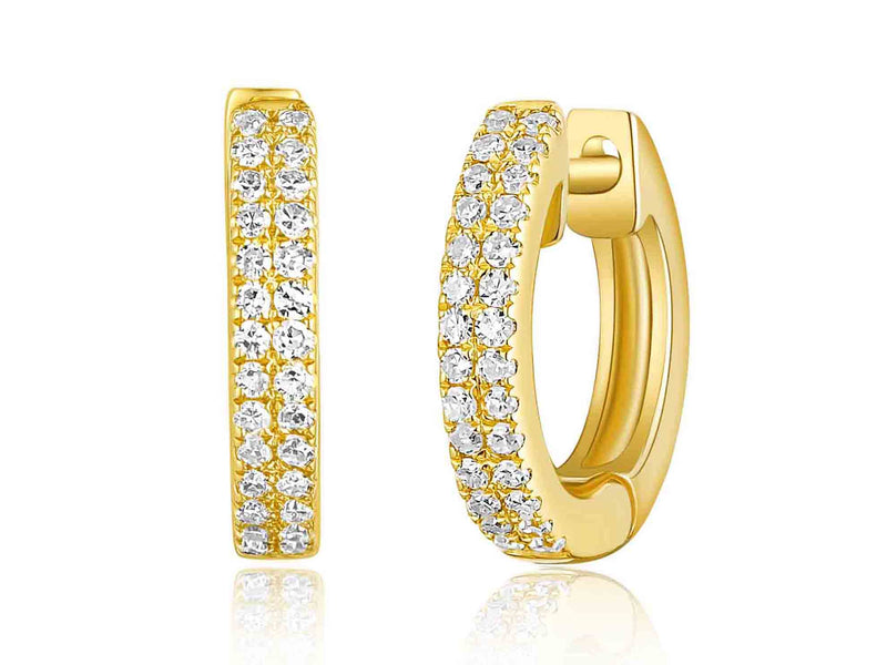 14K Yellow Gold Diamond Petite Huggie Earrings-EARRINGS-majolie-YELLOW GOLD-