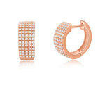 14K Rose Gold Diamond Thick Huggie Earrings