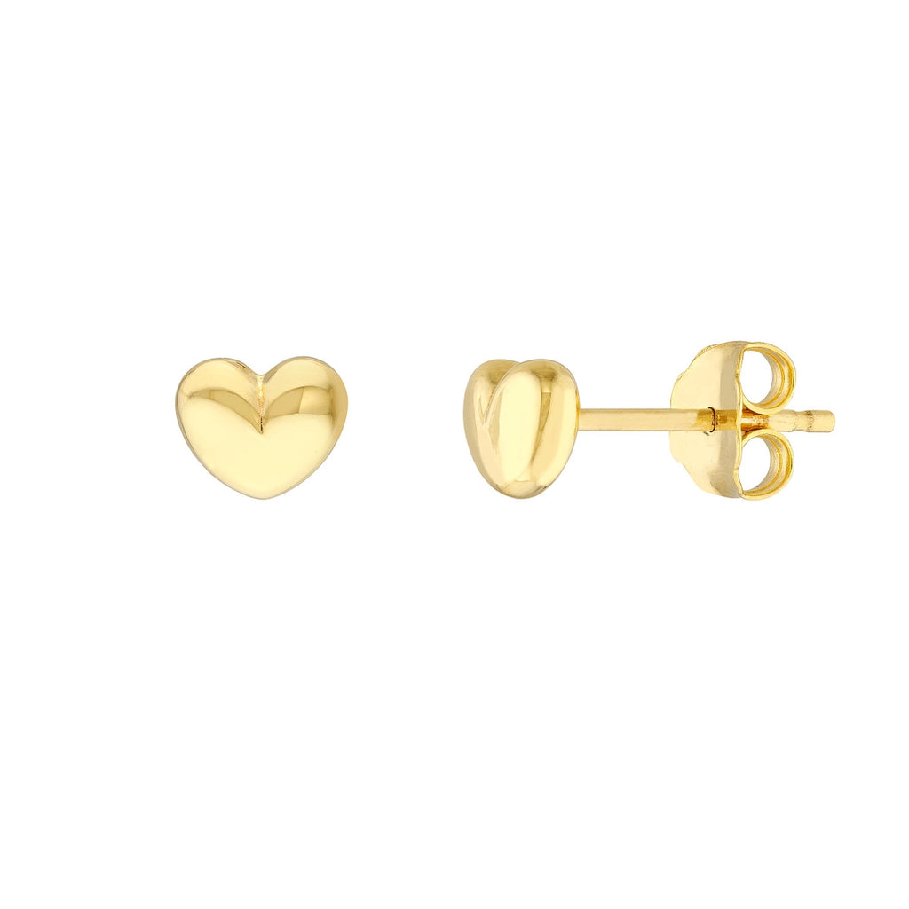 14K Yellow Puffy Heart Stud Earrings-Earrings-Maurice's Jewelers-
