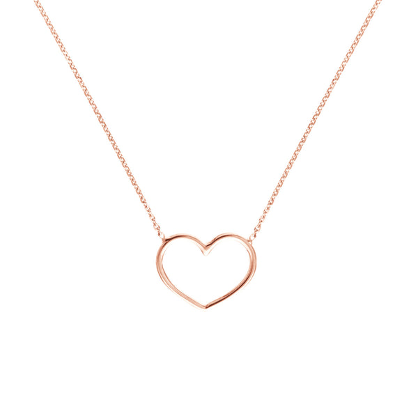 14K Rose Gold Open Wire Heart Necklace-Necklaces-Maurice's Jewelers-