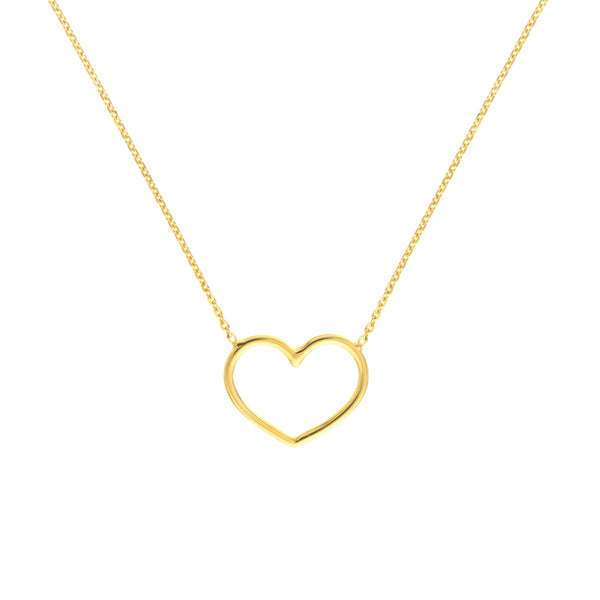 14K Yellow Gold Open Wire Heart Necklace-Necklaces-Maurice's Jewelers-