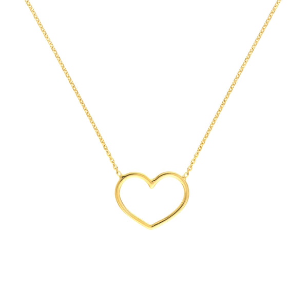 14K Yellow Gold Open Wire Heart Necklace