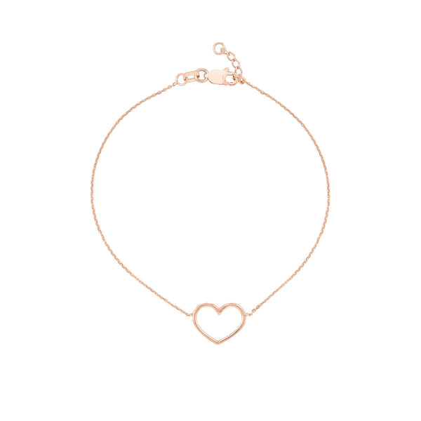 14K Rose Gold Open Heart Bracelet