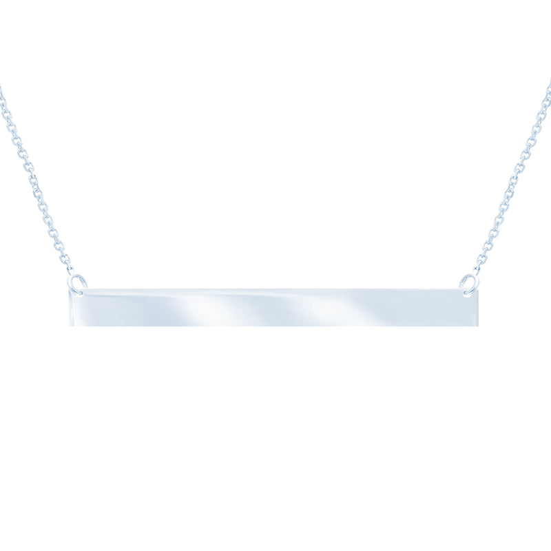 14k Rose Thin Polished Bar Necklace-Necklaces-Maurice's Jewelers-White Gold-