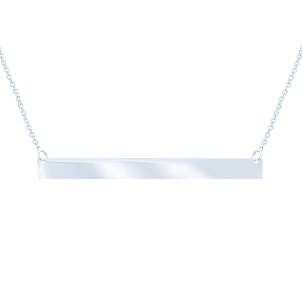 14k White Thin Polished Bar Necklace
