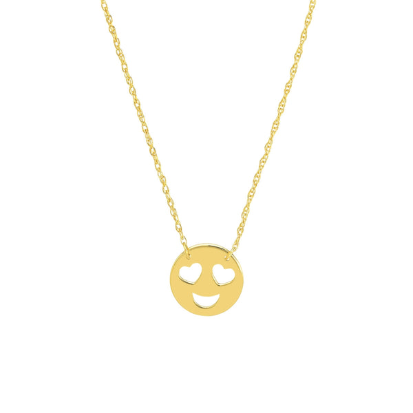 14K Yellow Gold Mini Heart Eye Face Necklace-Necklaces-Maurice's Jewelers-