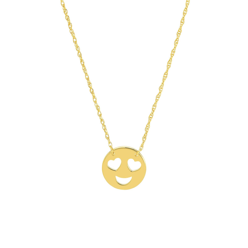 14K Yellow Gold Mini Heart Eye Face Necklace-Necklaces-Maurice's Jewelers-