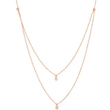 14K Rose Gold Diamond Bezel Double Strand Necklace