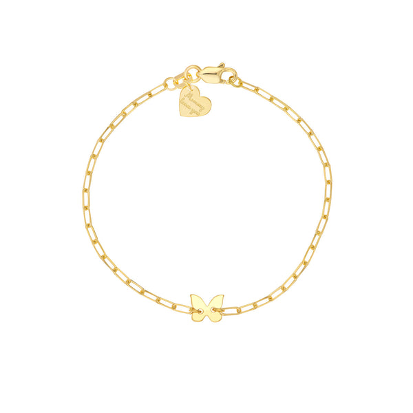 14K Yellow Gold Butterfly Paperclip Bracelet