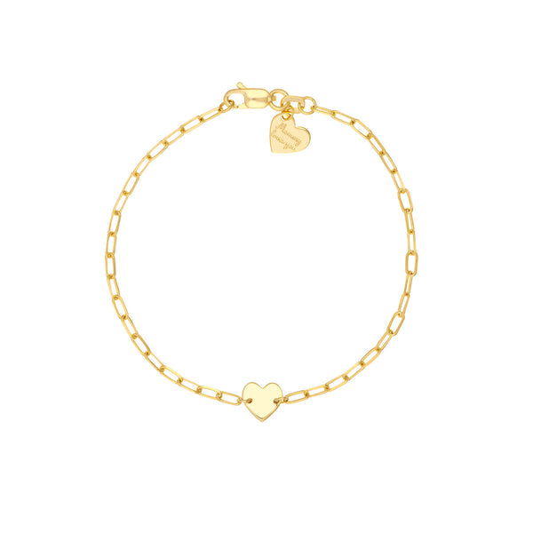 14K Yellow Gold Heart Paperclip Bracelet