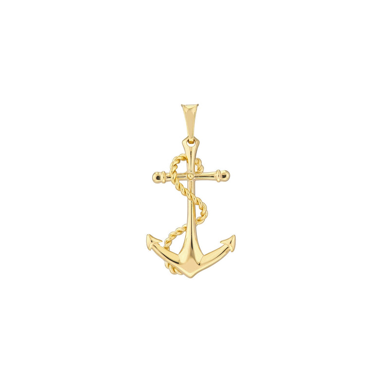 14K Yellow Gold Anchor with Rope Pendant