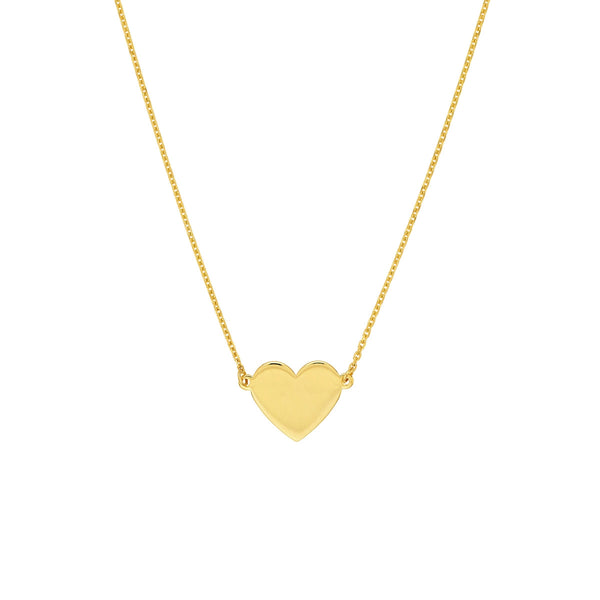 14K Yellow Gold Engravable Mini Heart Necklace