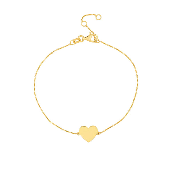 14K Yellow Gold Engravable Mini Heart Bracelet