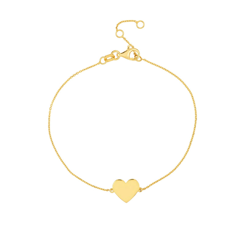 14K Yellow Gold Engravable Mini Heart Bracelet-Bracelets-Maurice's Jewelers-