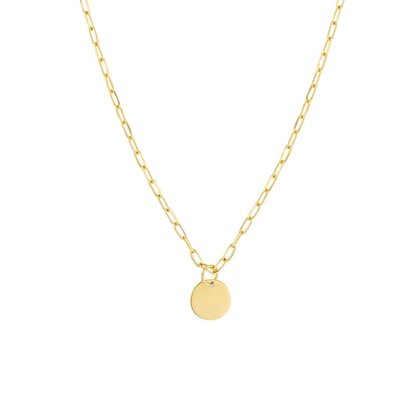 14K Yellow Gold Dangle Disc Paperclip Necklace-Necklaces-Maurice's Jewelers-