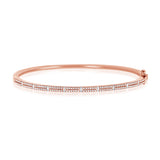 14K White Gold Round & Baguette Diamond Bangle-Bangles-aaron jewelry-Rose Gold-