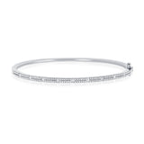 14K White Gold Round & Baguette Diamond Bangle-Bangles-aaron jewelry-White Gold-