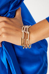 14K Yellow Gold Double Diamond Link Bracelet-Bracelets-aaron jewelry-