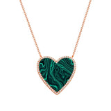 14K White Gold Diamond + Malacite Large Heart Necklace-Necklaces-Maurice's Jewelers-ROSE GOLD-
