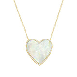 14K White Gold Diamond + Mother Of Pearl Large Heart Necklace-Necklaces-Maurice's Jewelers-YELLOW GOLD-