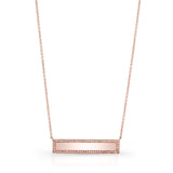14K Rose Gold Diamond Engravable Bar Necklace-Necklaces-Maurice's Jewelers-